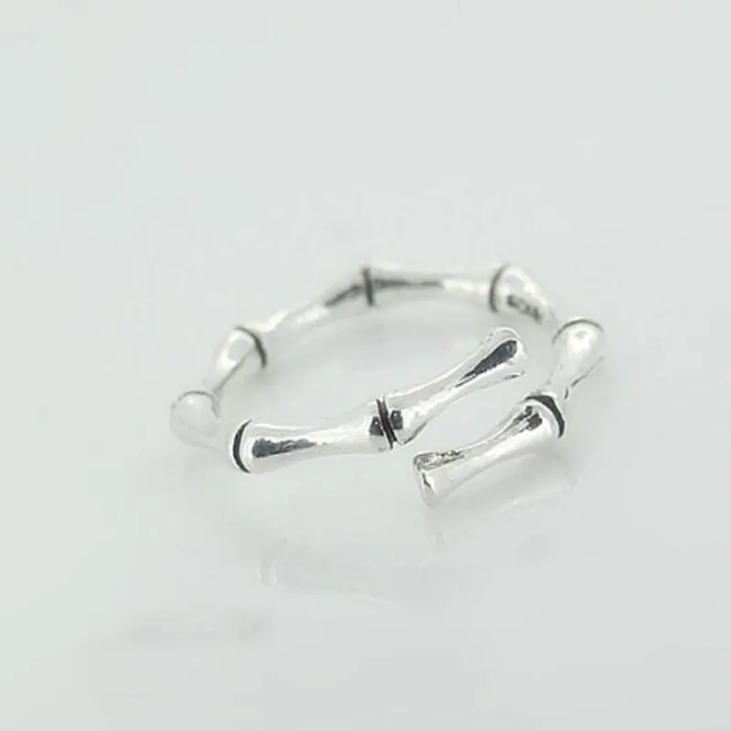 

New Silver Plated Jewelry Thai Silver Simple Creative Bamboo Adjustable Personality Opening Rings R349