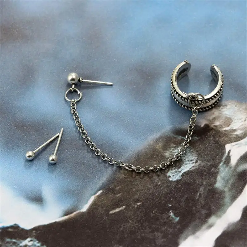 2 шт. Винтажные серьги в форме полукруга гвоздики с цепочкой набор сережек