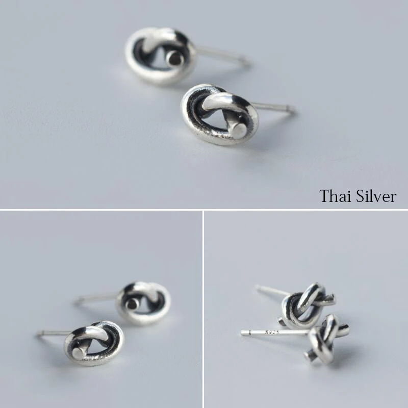 SRCOI минималистичные серьги гвоздики из стерлингового серебра 925 пробы с витым