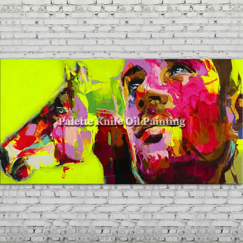 

Palette knife portrait Face Oil painting Character figure canva Hand painted Francoise Nielly wall Art picture for living room67