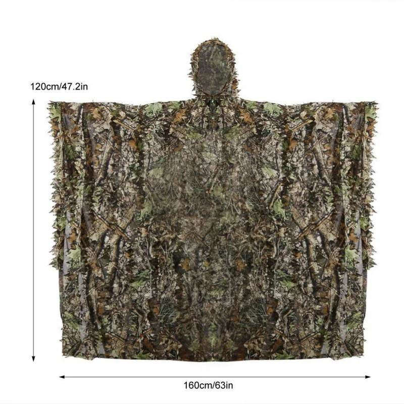 2018 охотничий костюм Ghillie объемное искусственное камуфляжное пончо для