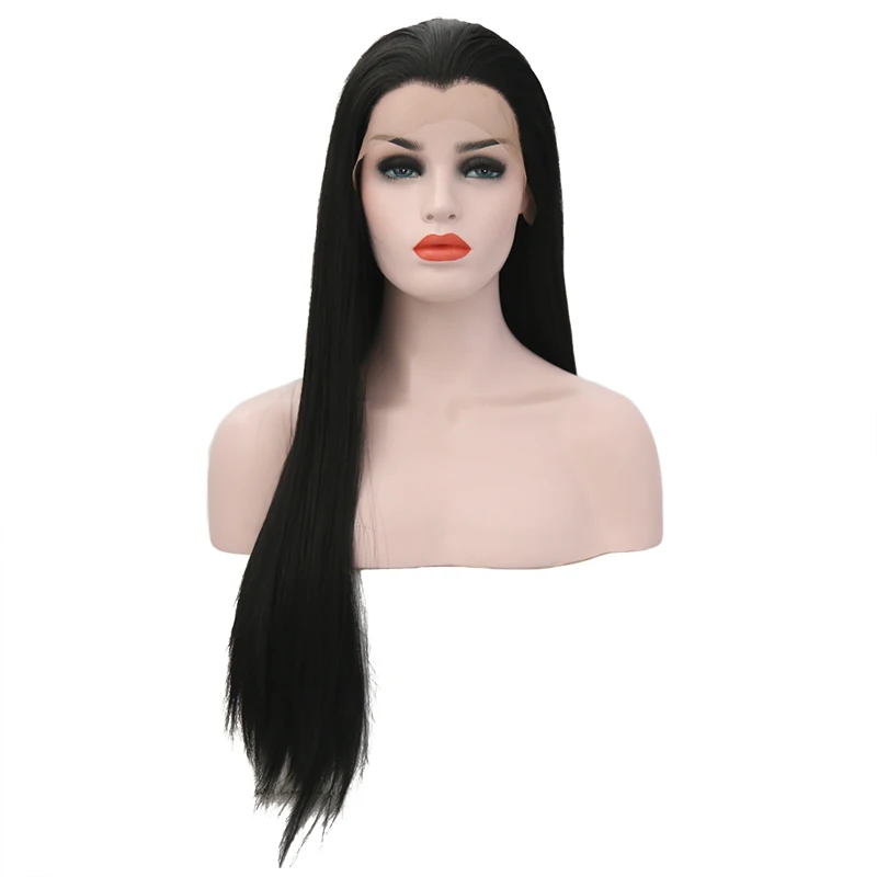 Длинный шелковистый прямой черный синтетический парик JOY & BEAUTY 22 28 дюймов