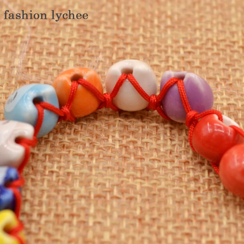 Модная цепочка из керамических бусин lychee Очаровательная подвеска кошка ручной