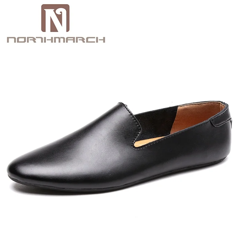 Мокасины NORTHMARCH мужские кожаные повседневные лоферы без застежки плоская подошва