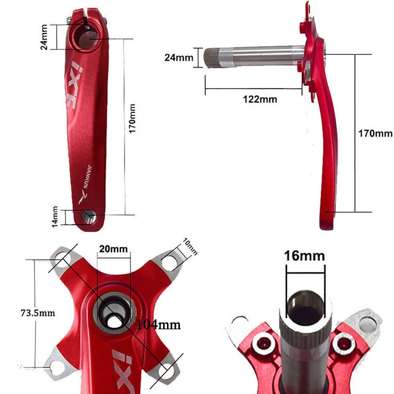 IXF 104 BCD CNC Untralight кривошипный рычаг 170 мм MTB/дорожный велосипед комплект с BB крышка