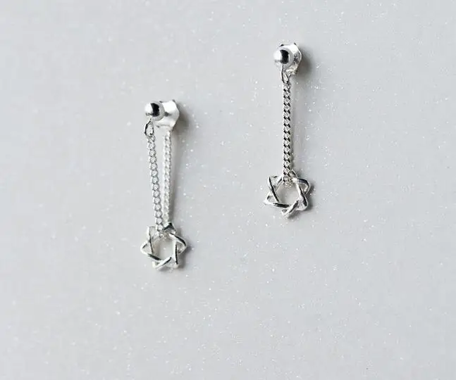 Реальный. Женские серебряные ювелирные украшения висячие серьги со звездой и