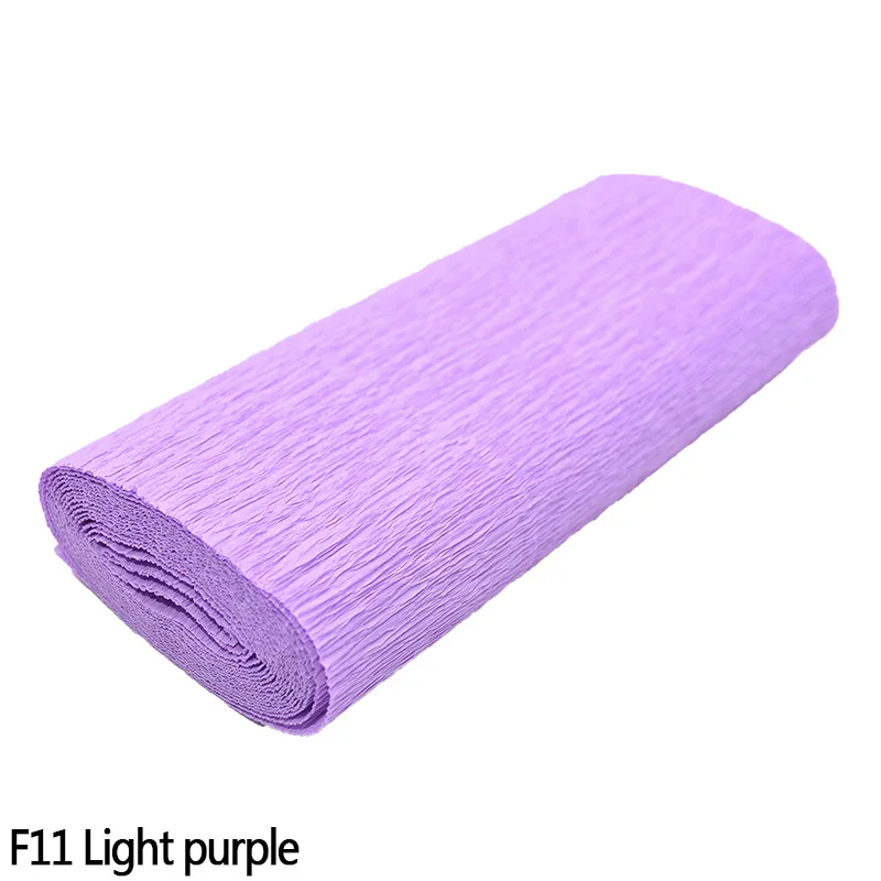 F11 Light purple 250cm*10/15/25/50 cm Crinkled Crepe Paper Gifts Flower Wrapping Wedding Festive Party Decoration DIY Fold Scrapbooking Crafts - Color: F11 Light purple