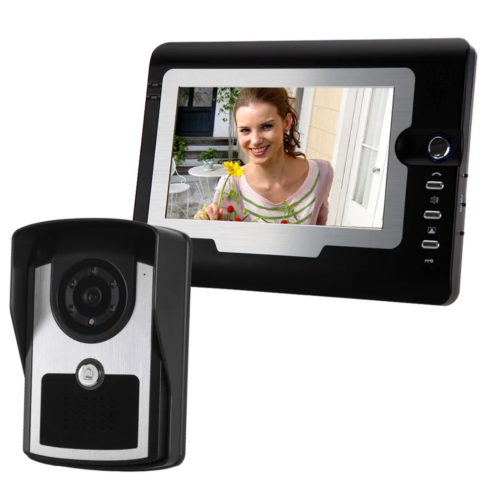 Wired 7 inch Video Door Phone Intercom Doorbell Home Security System Rainproof Camera With infrared Night Vision