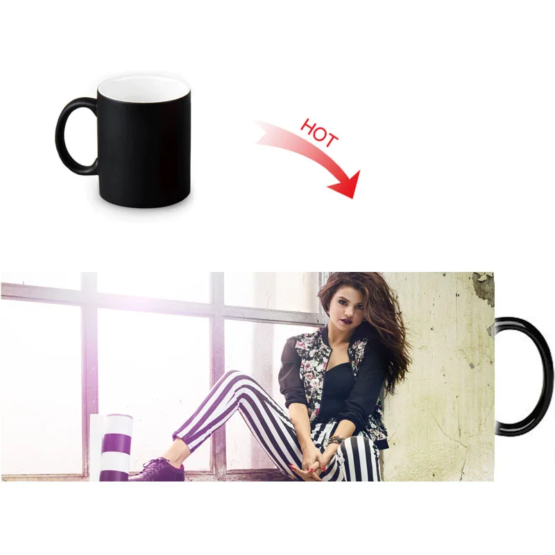 Customized Ceramic Coffee Mugs Selena Gomez Milk Tea Magic Color Changing Mug Heat Sensitive Water Cup 12oz | Дом и сад