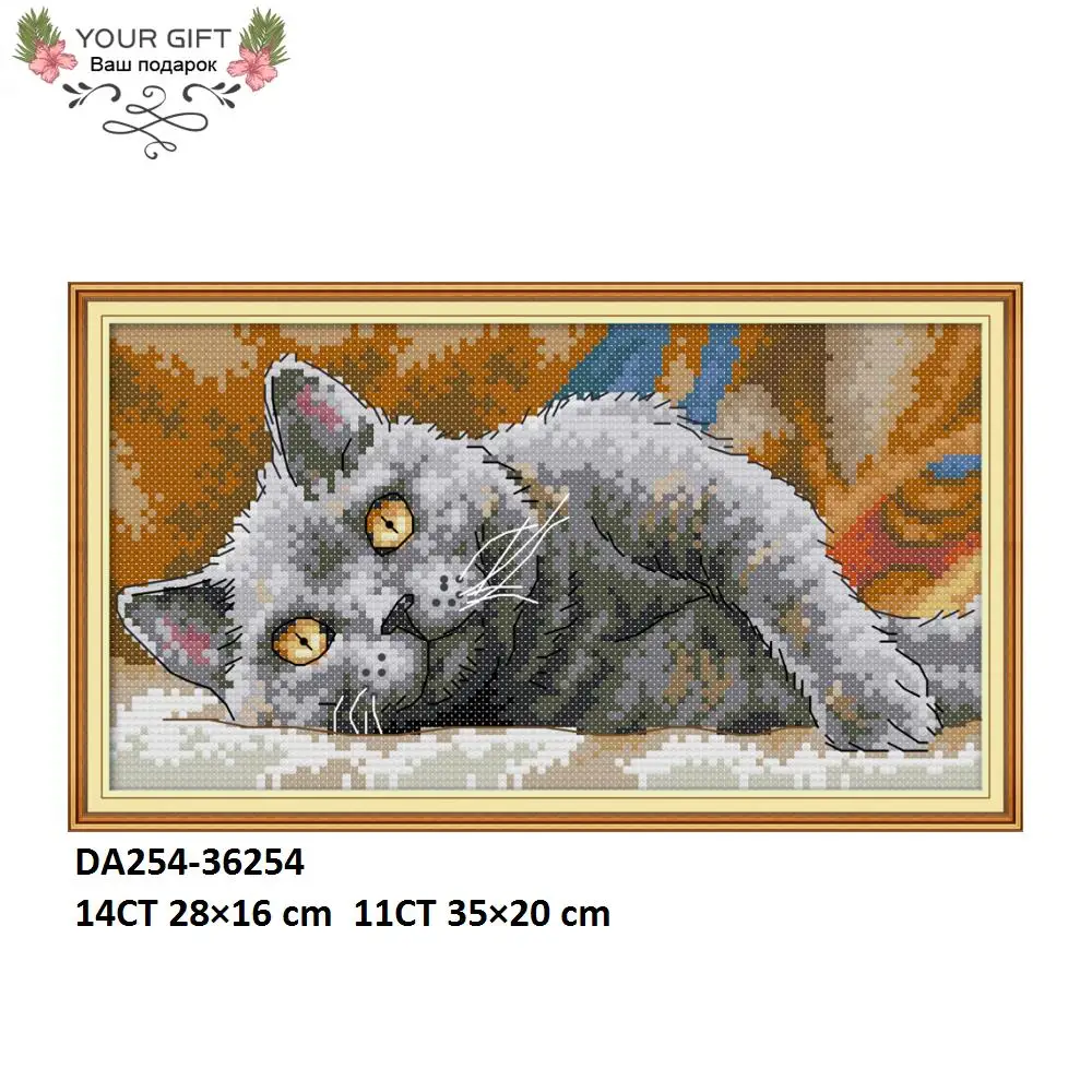 Joy Sunday DA253 DA254 14CT 11CT штампованные и счетные украшения для дома Британский короткошерстный Кот иглы Искусство ремесло вышивка крестом наборы