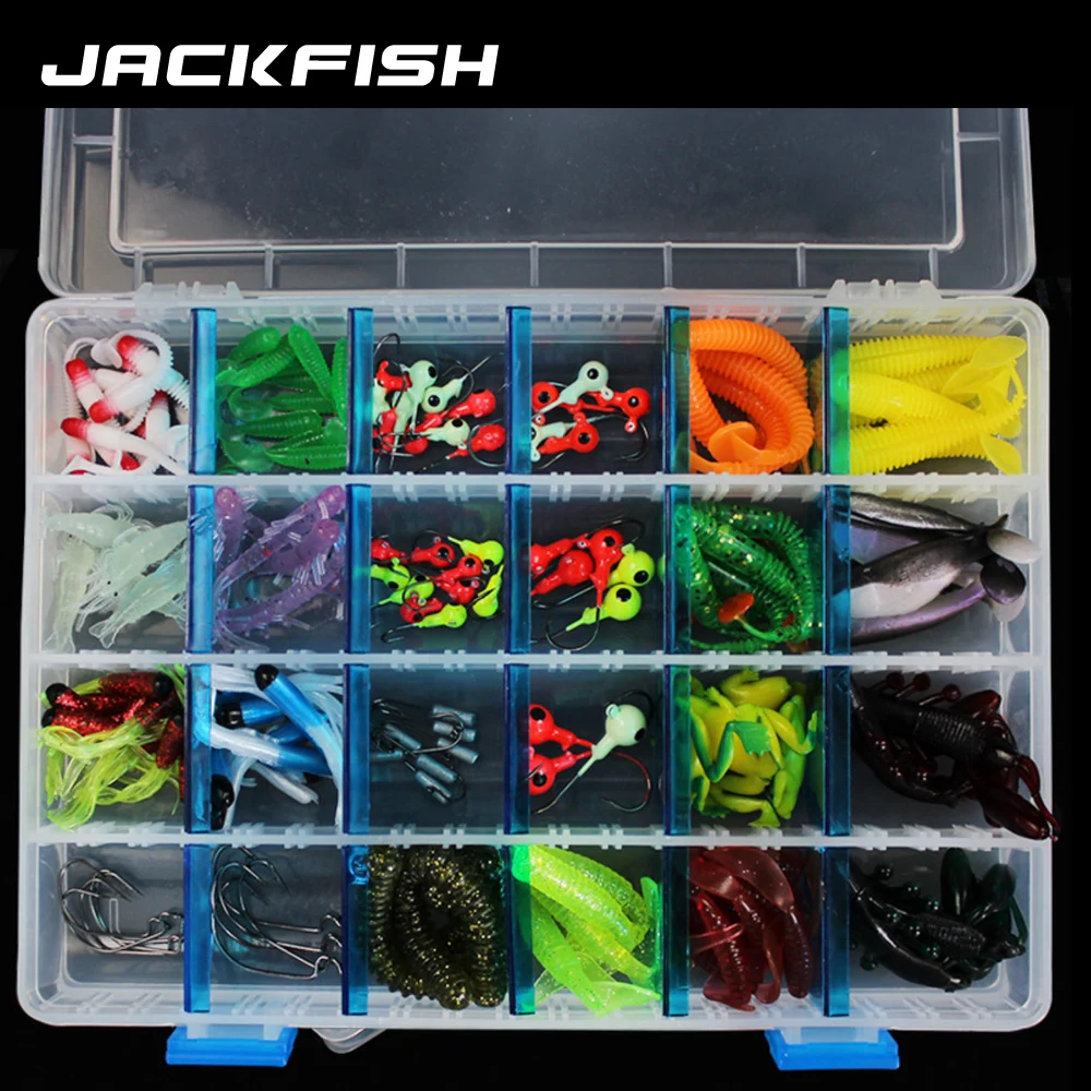 JACKFISH 146 шт. набор рыболовных приманок смешанные мягкие приманки в коробке