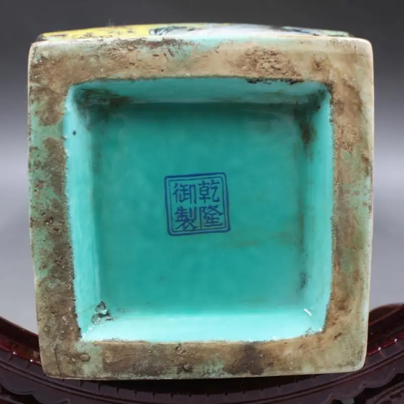 Qing Dynasty Qianlong painted gold enamel flowers and birds square vase antique old goods porcelain household furnishing antiq | Дом и сад