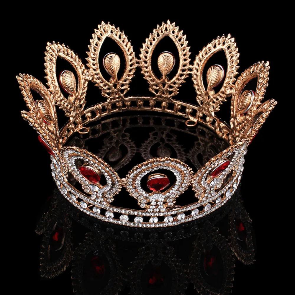 Тиара принцессы в стиле барокко с красным кристаллом свадебная тиара корона для