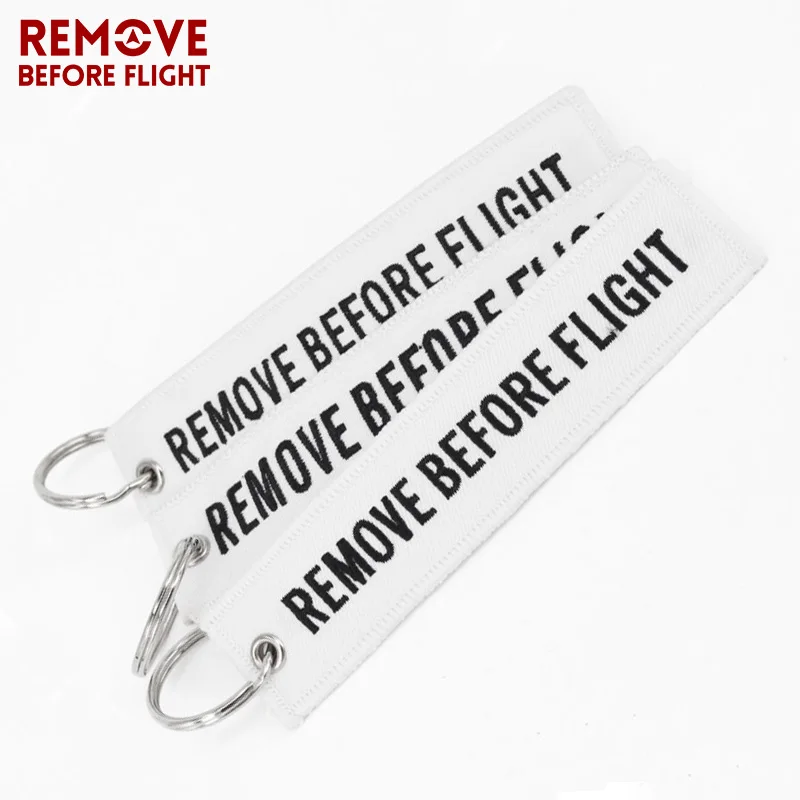 

Remove Before Flight Key Chain OEM Key Jewelry Aviation Gift Chaveiro llaveros Important Tag White Embroidery Key Fobs 3 PCS/LOT