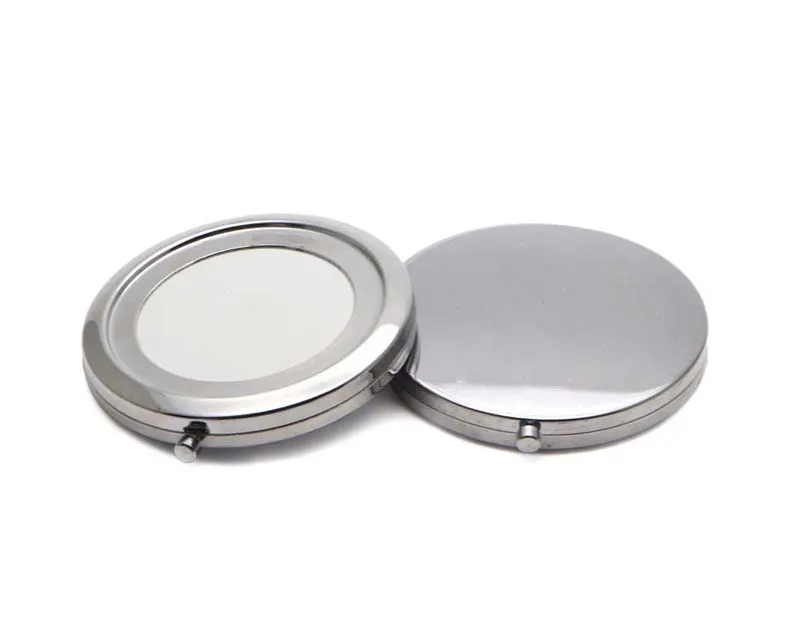 Круглое серебряное зеркало компактное портативное металлическое для макияжа DIY