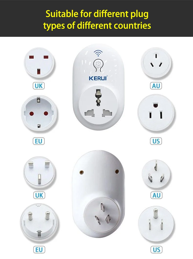 Беспроводной пульт дистанционного управления Kerui Indepedent Wifi розетка умная Вилка питания 433 МГц стандарт ЕС США Великобритания AU домашняя система охранной сигнализации