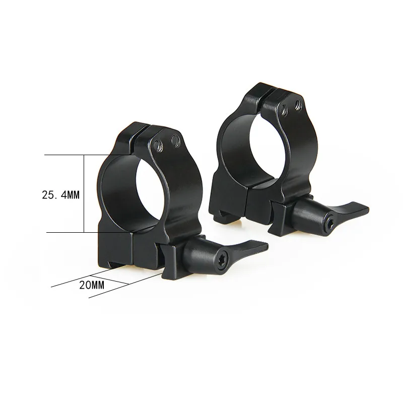 1 Pair Tactical Airsoft 25.4mm Low QD Quick Release Flashlight Scope 20mm Ring Mount Pacatinny Weaver RIS Rail For Hunting | Спорт и