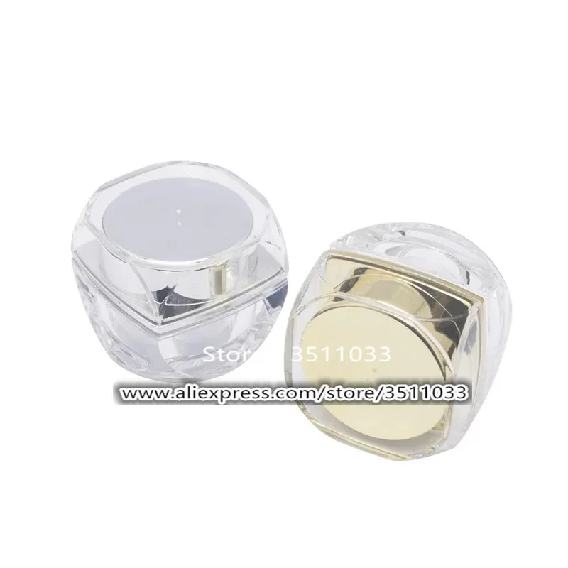 30pcs 5g 10g Empty Square Acrylic Cream Jar Mini Sample Jars Gold Silver DIY CutE Corners Cosmetic Packing Container | Красота и
