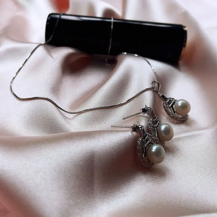 Элегантный 100% натуральный пресноводный жемчуг ювелирные наборы для женщин AAA