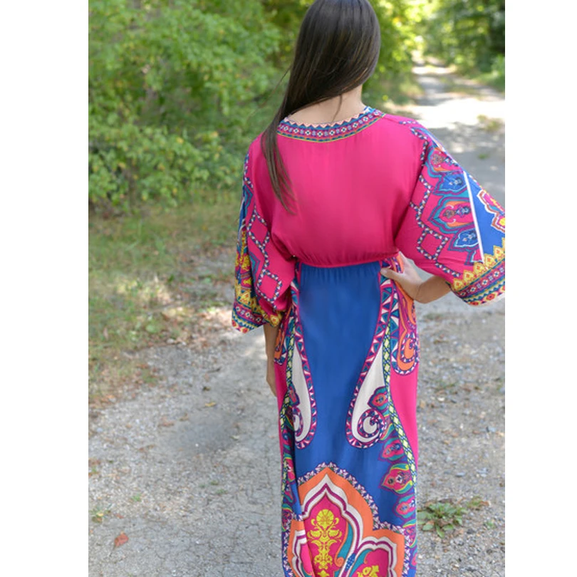 2017 винтажный кафтан накидка туника Пляжное платье купальник шифоновый бикини