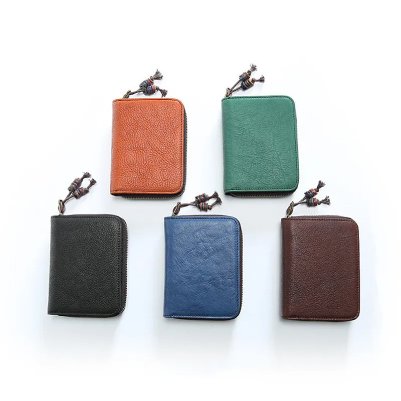 

LEACOOL Genuine Leather Men Wallet With Card Holder Men Short Wallet Purse Zipper Wallets Casual Standard Wallets