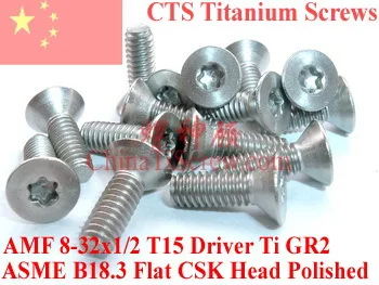 

Titanium screws 8-32x1/2 CSK Head Torx 15 Driver ASME B18.3 Polished 50 pcs