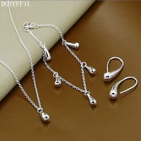 doteffil 925 sterling silver water dropletsraindrops earring bracelet necklace set for woman wedding engagement charm jewelry