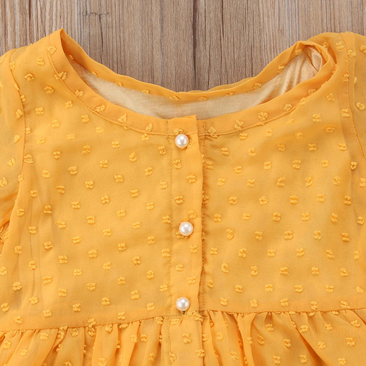 2018 Princess Fashion Toddler Baby Girls Boho Party Dress Long Flare Sleeve Single Breasted Ruffles A-Line Yellow 1-5Y | Детская одежда