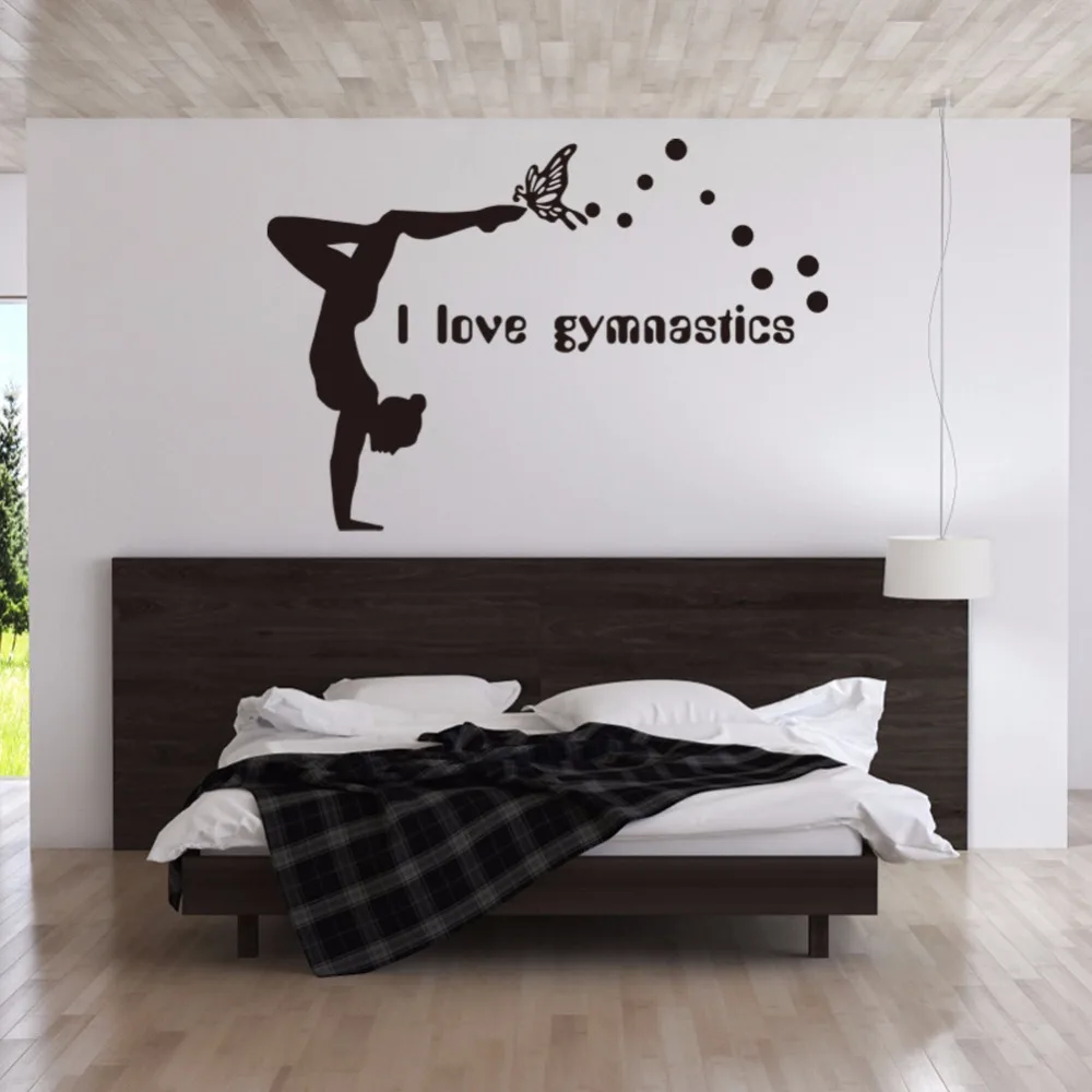 Я люблю гимнастика виниловые наклейки на стену девочки номер Декор diy Искусство