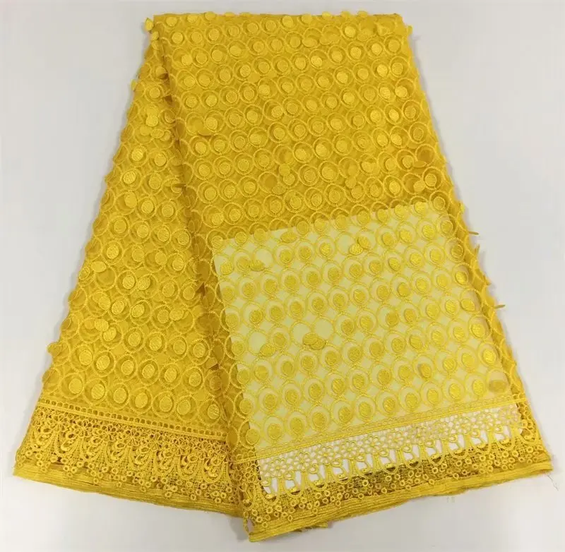 Yellow High Quality guipure lace fabric 2019 African Voile Swiss Lace Fabrics For Wedding/Party dress Free shipping SML81030-36 | Дом и сад