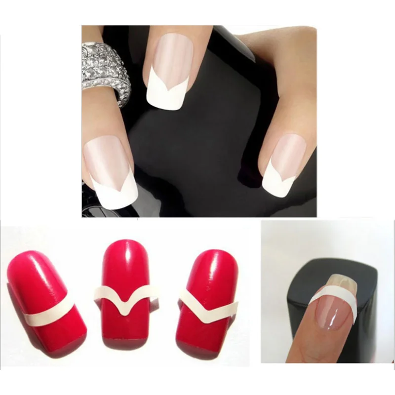 100pcs DIY Self-Adhesive Stencil French Nail Tip Guides Sticker For Art Manicure |
