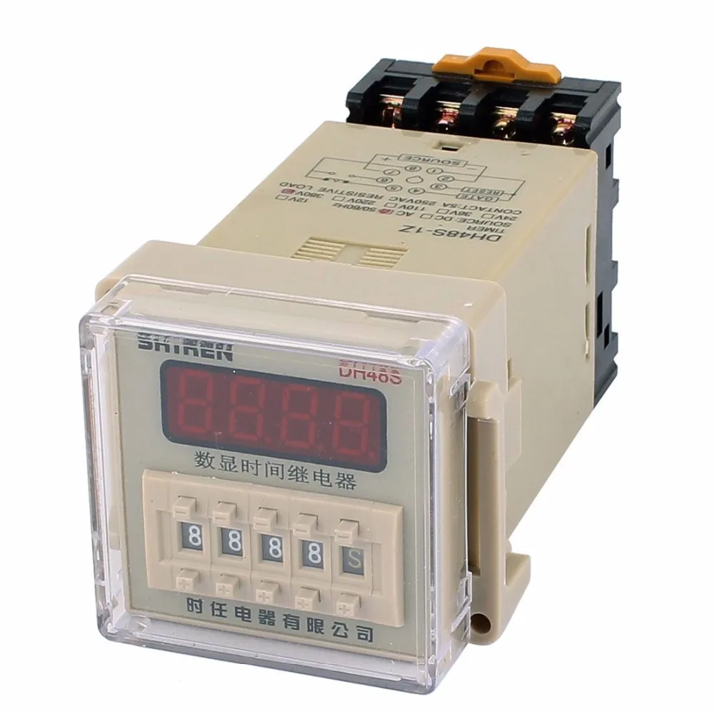 Φ 8 Terminals SPST 0 01 S-9999H ЖК-дисплей с интерфейсом времени DH48S-1Z AC/DC12V 24V AC220V w Socket 48*48mm |