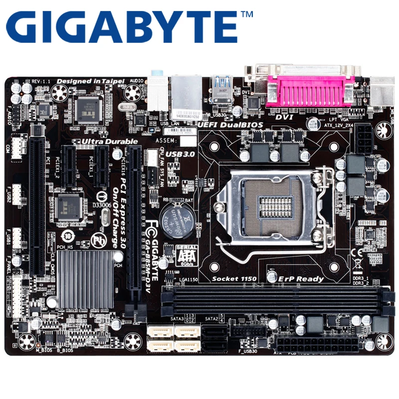 جيجابايت GA-B85M-D3V سطح المكتب اللوحة B85 المقبس LGA 1150 i3 i5 i7 DDR3 16 جرام مايكرو ATX UEFI BIOS الأصلي المستخدمة اللوحة الرئيسية
