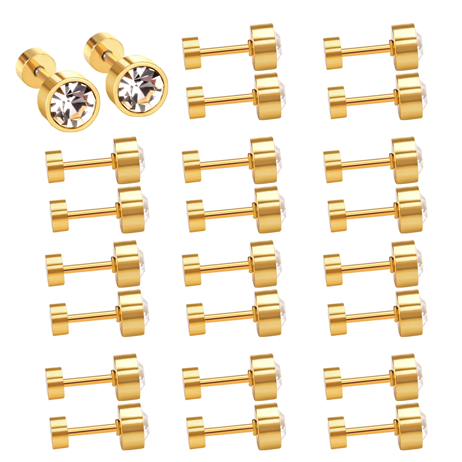 

LUXUKISSKIDS Jewelry Earrings Screw Back Earrings For Women Gift CZ Earings Fashion Jewelry kids Gold Christmas Earrings Set