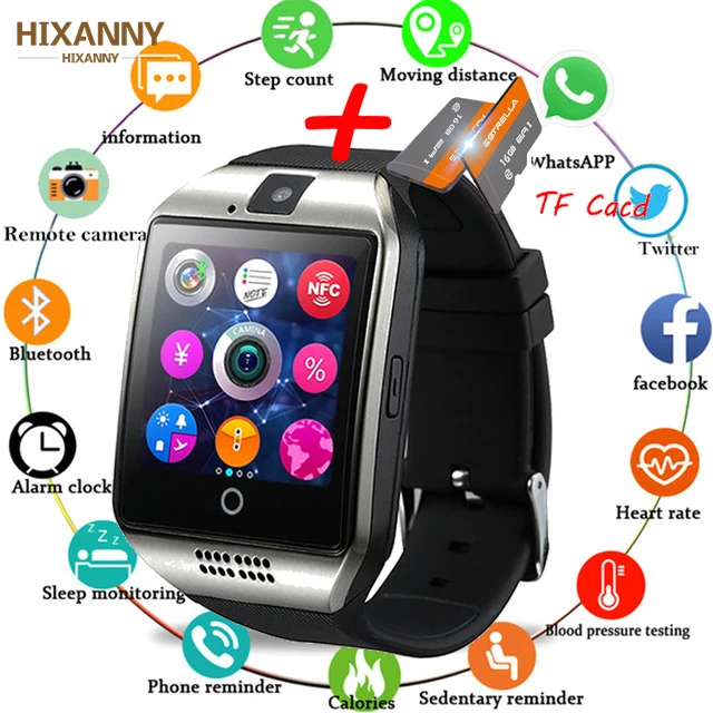Bluetooth SmartWatch ip68 Q18 фитнес-трекер сенсорный экран поддержка приложения загрузка TF