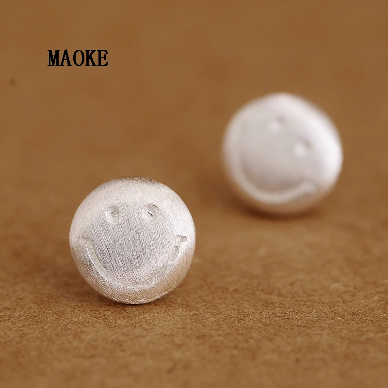 

Promotions 925 Sterling SV Smiley Brushed Earrings Fashion Jewelry for Women's Fashion Gifts