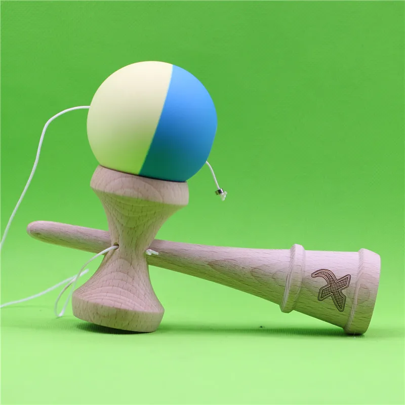Резиновые полуспилок Kendama, 4 цвета на выбор, с прядильной бусинкой, большой традиционный Кен, изготовлен из бука, 18 см резиновая кендама