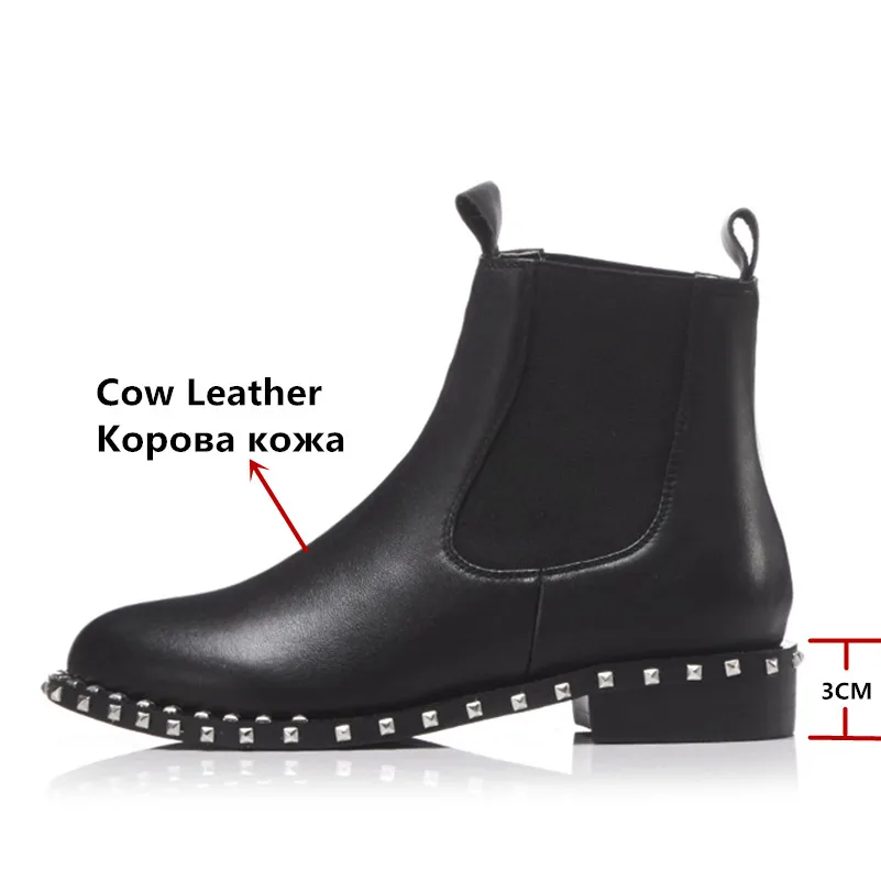 FEDONAS/Новое поступление; женские сапоги до колена; сезон осень-зима; Теплая обувь из натуральной кожи на высоком каблуке; женские сапоги в стиле панк с круглым носком и заклепками