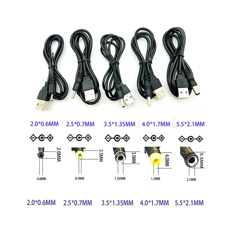 1M DC 2.5 3.5 4.0 5.5 USB Power Cable 3ft Charging Charger Cord for Tablet Speaker PC Small Electronic Devices High Quality