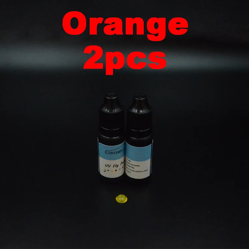 Orange 2 бутылки УФ муха краски 2 цвета комбо муха Связывание смолы для рыбалки лечит за секунды средний толстый прозрачный Красочный УФ полимерный клей - Цвет: Orange