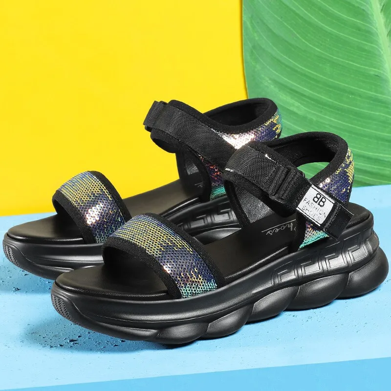 На платформе сандалии Женщины Клин обувь на высоком каблуке Полусапожки с