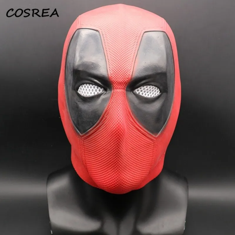

Movie Deadpool Mask Handmade Red Deadpool Latex Head face Mask Cosplay Costume Prop Helmet Halloween Party Masks Adult