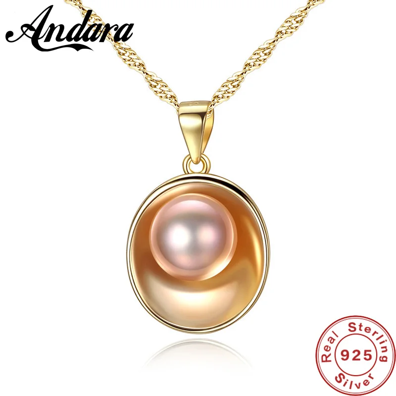 

European Style 925 Sterling Silver Shell Pearl Necklace & Pendant High Quality Women Necklace Jewelry