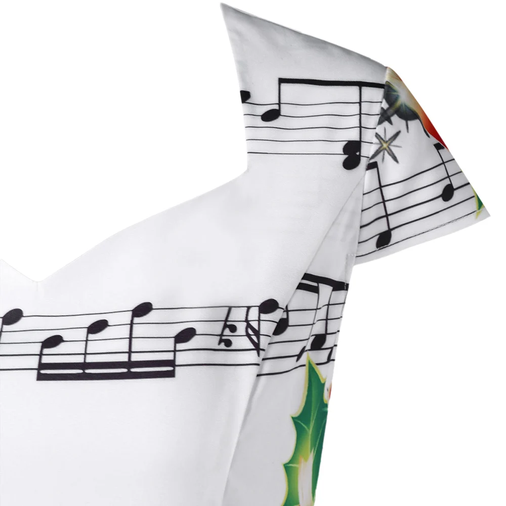Wipalo Christmas Sweetheart Neck Music Note Print Dress Women Dresses Audrey Hepburn Robe Retro Vestidos 2XL | Женская одежда