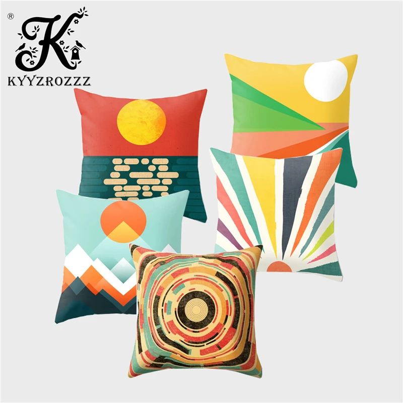 Цвет геометрический подушка набор пики восход солнца кактус звездного неба