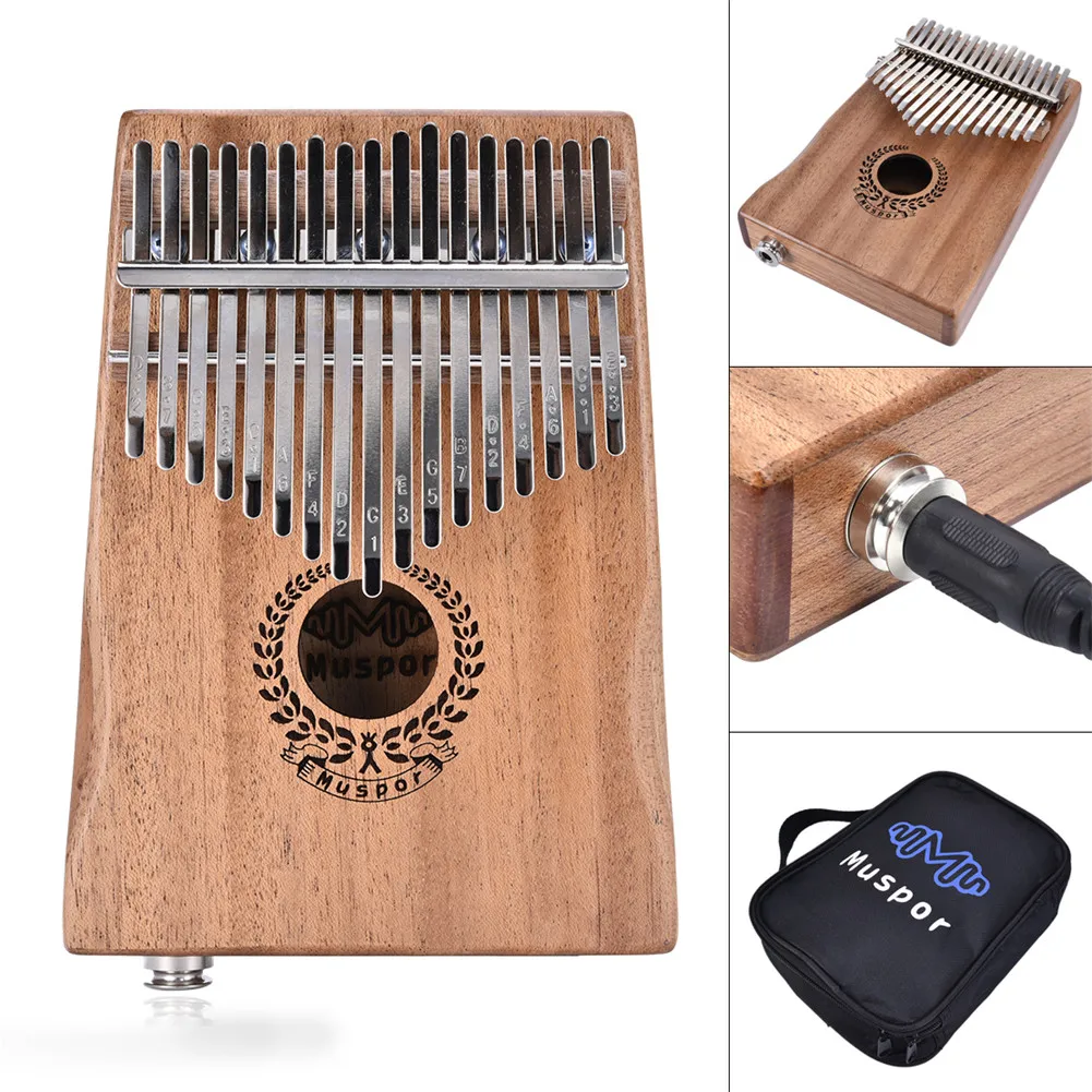 17 клавиш EQ Kalimba Mbira из красного дерева палец пальца пианино ссылка динамик электрический датчик сумка+ кабель+ наклейка+ тюнер молоток подарочный набор