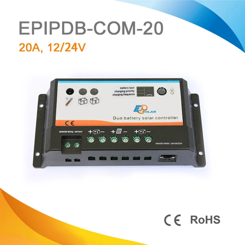 PWM Бесплатная доставка 20A контроллер EPIP COM двойной батареи солнечный регулятор