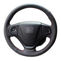 top leather steering wheel hand stitch on wrap cover for honda crv cr v 2012 15
