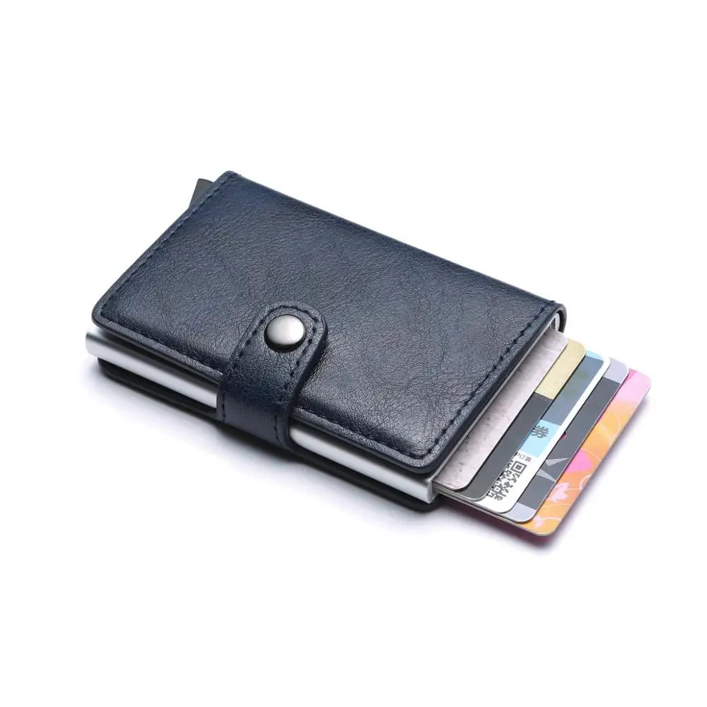 Анти-Rfid защита для мужчин и женщин id кредитный держатель для карт кошелек металлический кожаный алюминиевый чехол для визитных карточек кредитница