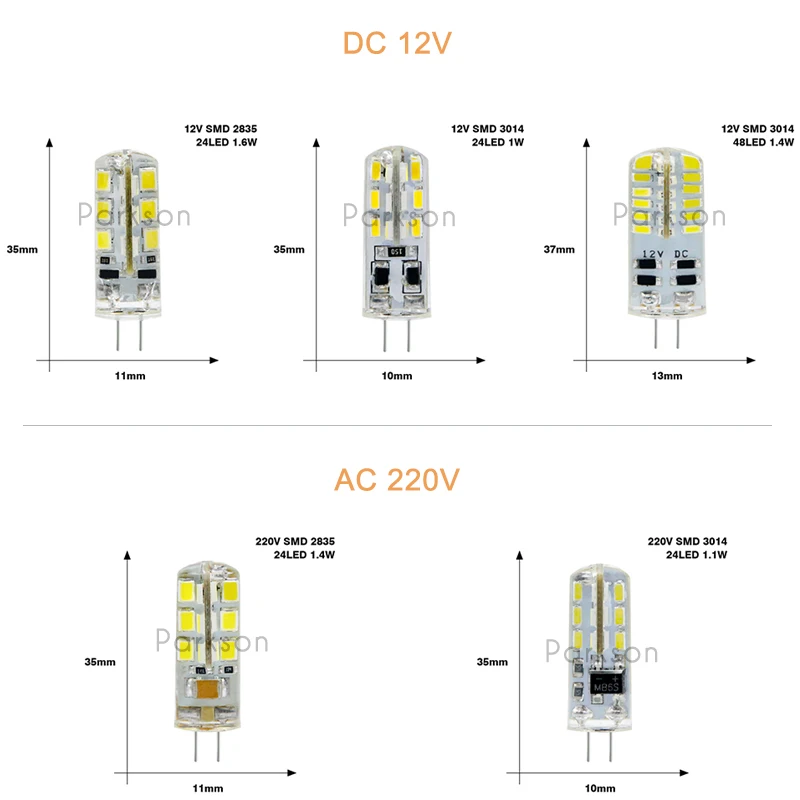 6 шт. Светодиодная лампа G4 220 В 1 Вт 3 DC 12 SMD3014 2835 24 48 64 104L Замена 10 30 галогенная угол 360